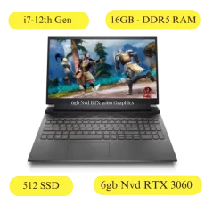 Dell Inspiron G15 5520 Dark Shadow Grey ( i7-12650H 12th Gen Processor 16GB DDR5 RAM 512GB SSD M.2 NVME 6GB Nvd RTX 3060 Graphics Windows 11 MS Office 2021 15.6 FHD WVA AG 165Hz 300 nits)-With Gaming Bag