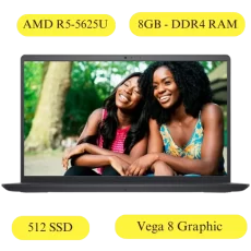 Dell Inspiron15 3525 Cabon Black (AMD R5-5625U Processor 8GB DDR4 RAM 512GB SSD Vega 8 Graphic Windows 11 MS Office 2021 15.6 FHD)-With Bag