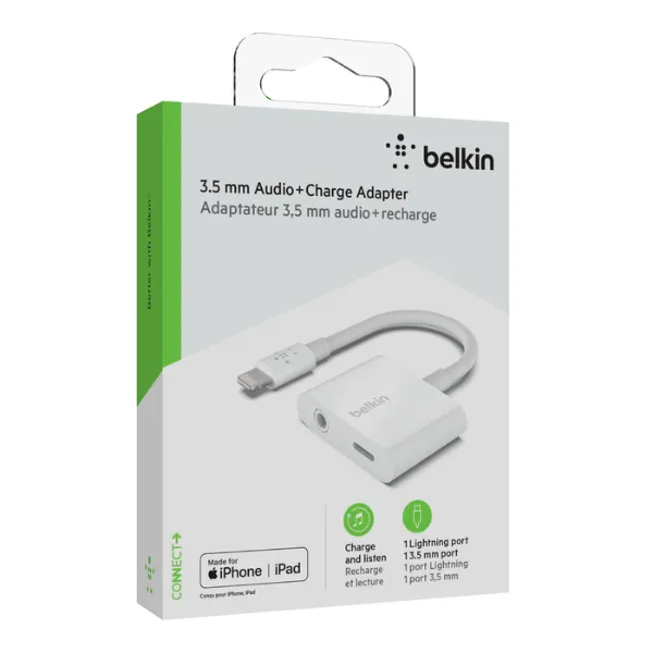 Buy Belkin 3.5 mm Audio + Charge RockStar Lightning Adapters Online